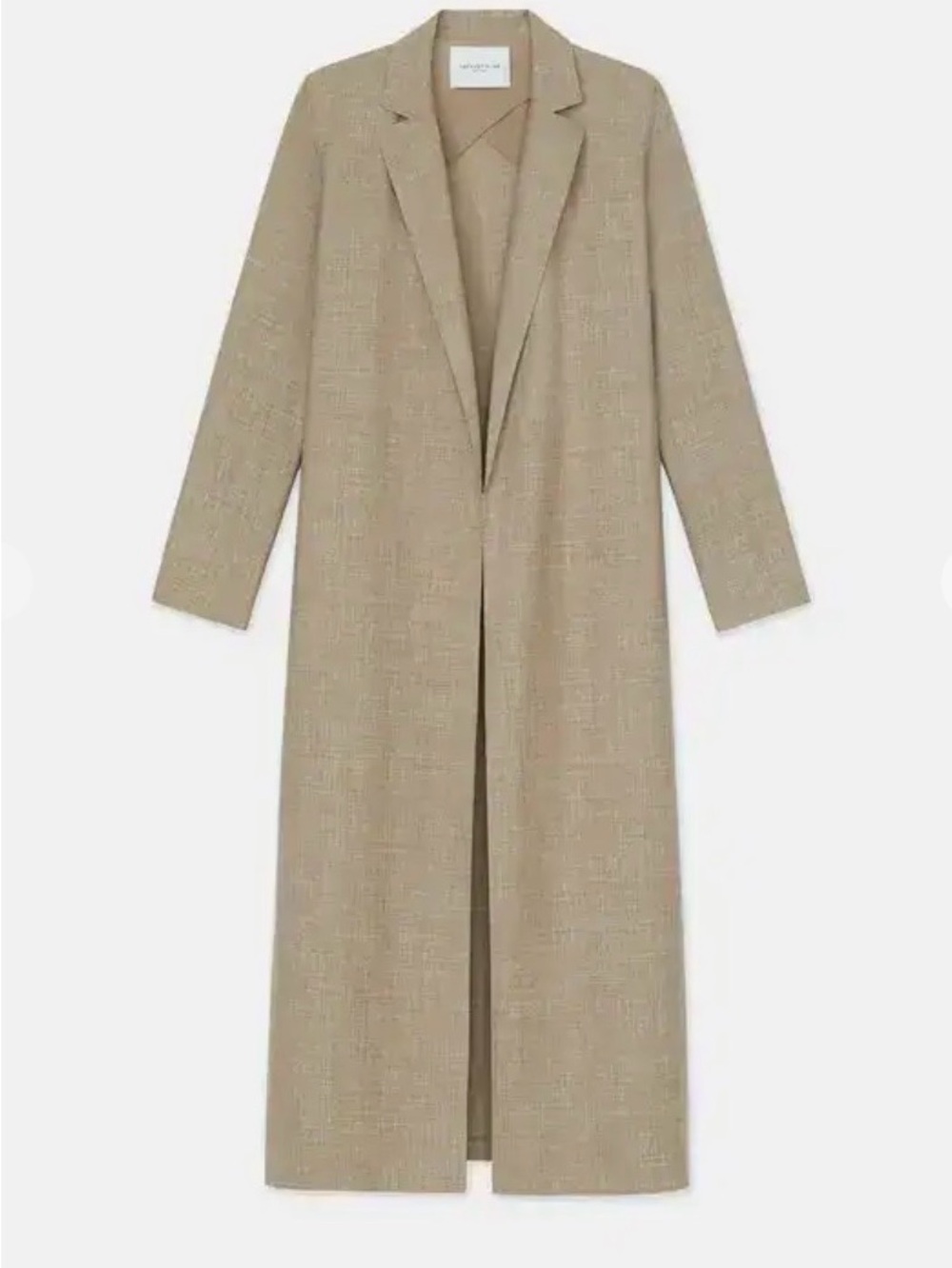 NWT Lafayette 148 New York Wool Silk Linen Notch Lapel Long Duster Coat Cadet Kh - Picture 4 of 11